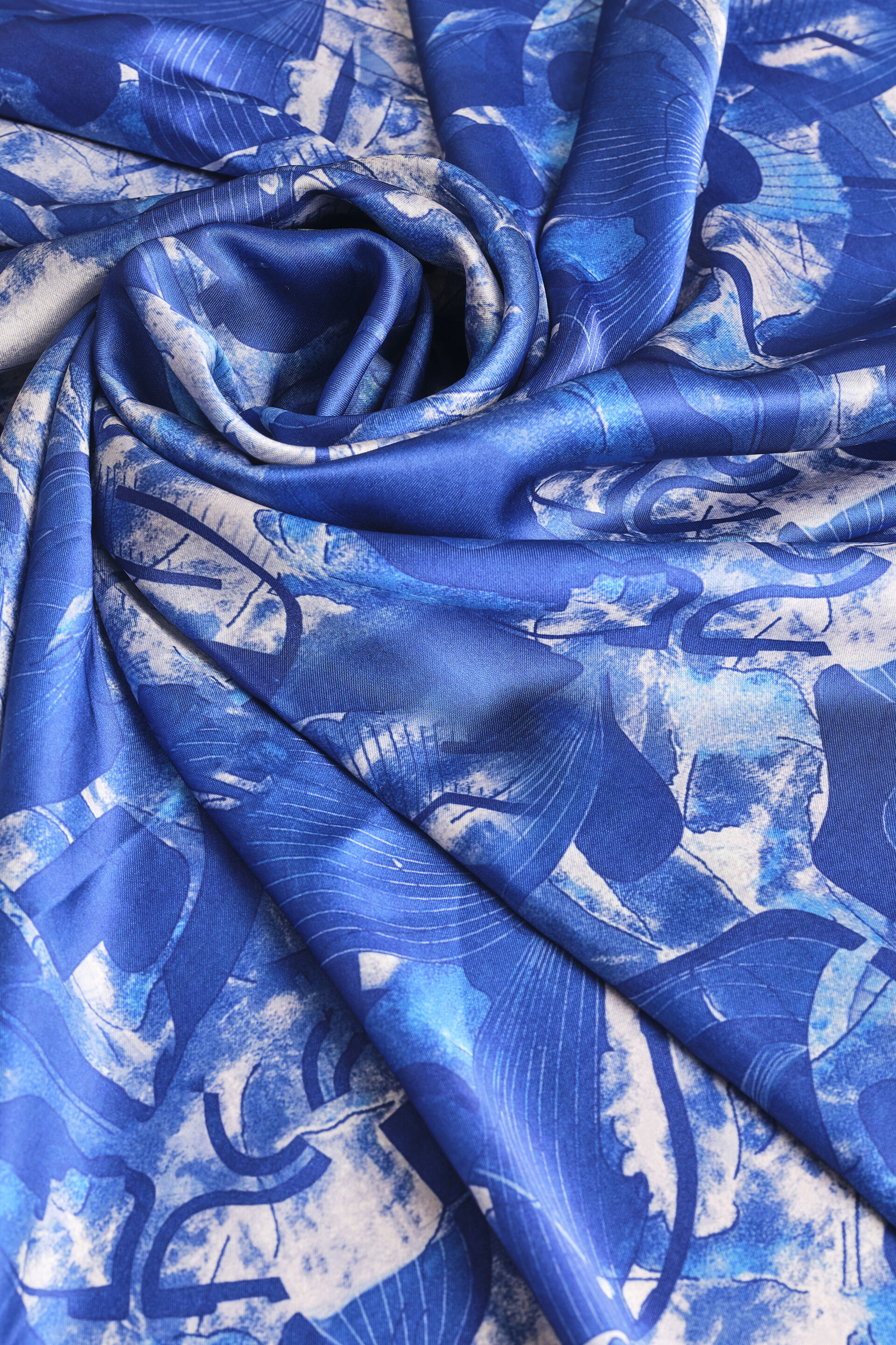 Ultramarine Blue Satin Scarf, , image 2